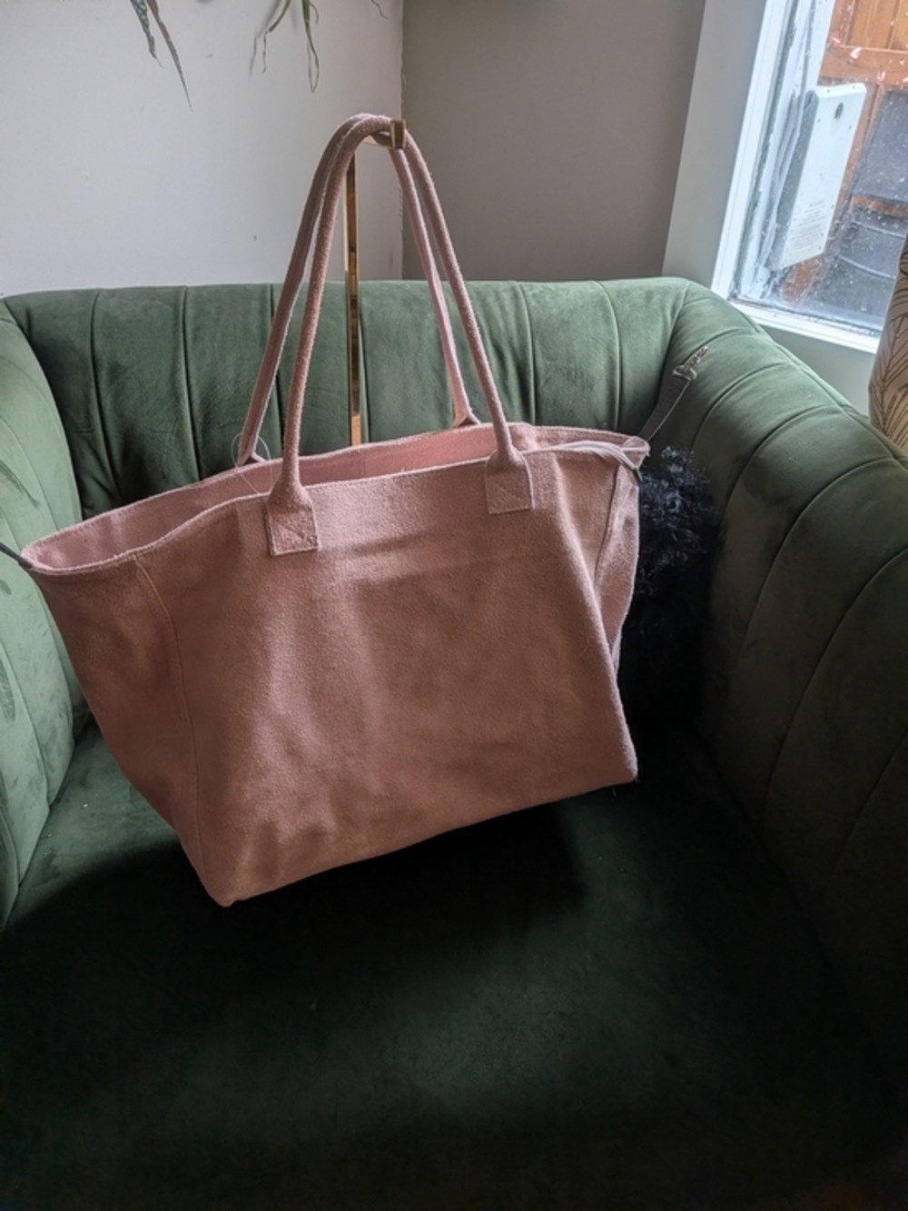 Genuine Leather Blush Pink Borsa En Pelle Suede Large Tote